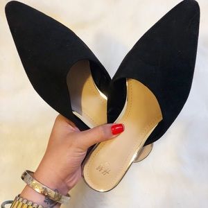 Black Wedges Pointy Mules